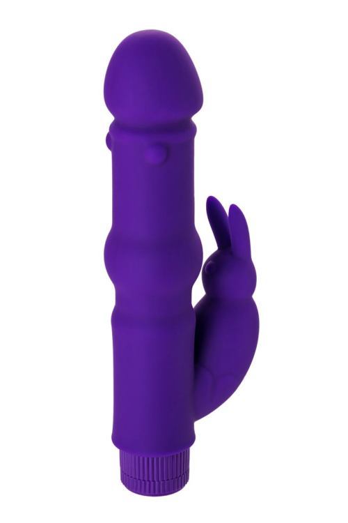 Фиолетовый вибратор с утолщением посередине и клиторальным зайчиком - 18 см. - 4