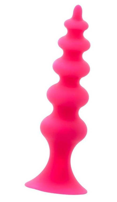 Розовая анальная ёлочка из силикона - 0