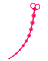 Розовые анальные бусы из силикона с широкой ручкой - 0