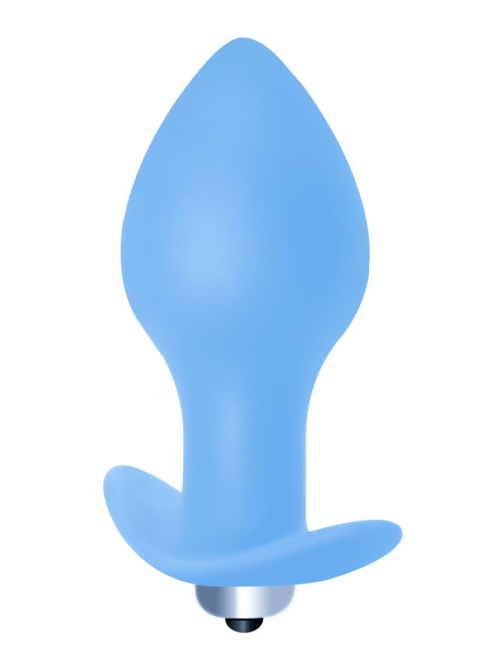 Голубая анальная пробка с вибрацией Bulb Anal Plug - 10 см. - 1