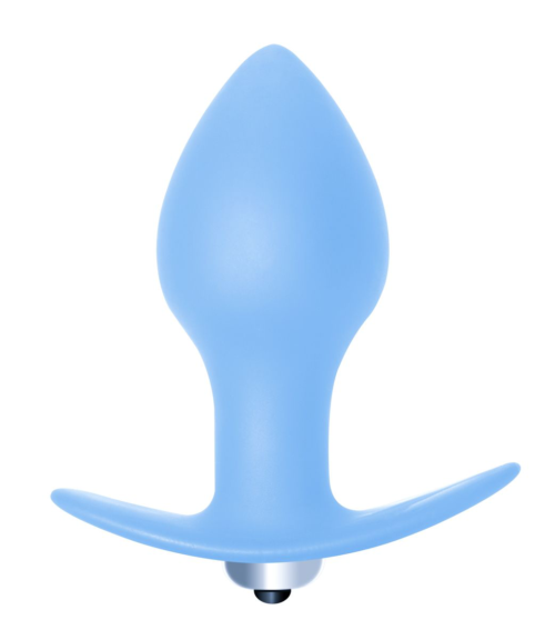 Голубая анальная пробка с вибрацией Bulb Anal Plug - 10 см. - 0
