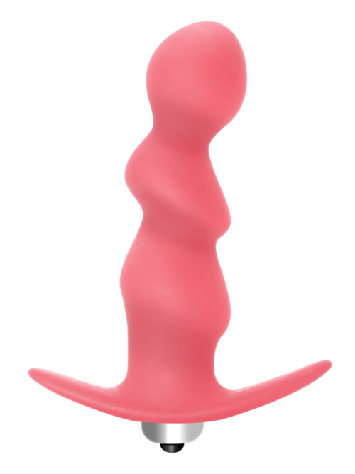 Розовая анальная пробка с вибрацией Spiral Anal Plug - 12 см. - 1