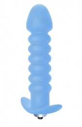 Голубая анальная пробка с вибрацией Twisted Anal Plug - 13 см. - 1
