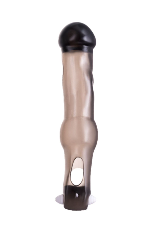 Закрытая фаллическая насадка на пенис с кольцом для фиксации вибропулей - 4