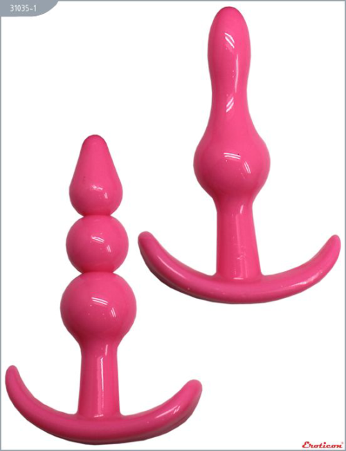 Набор из 4 розовых анальных пробок для ношения - 3