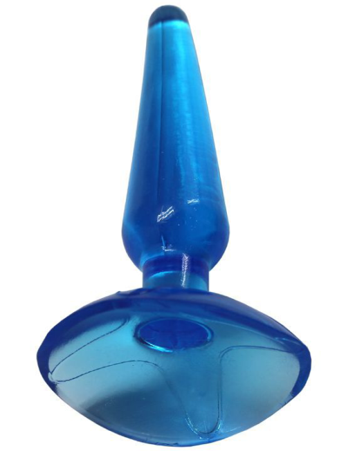 Голубая анальная пробка Butt Plug на присоске - 11 см. - 1