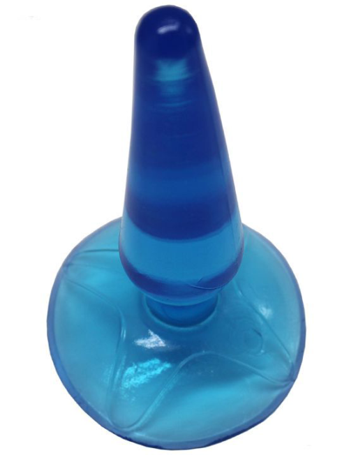 Голубая анальная пробка Butt Plug на присоске - 11 см. - 2