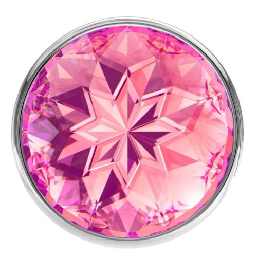 Малая серебристая анальная пробка Diamond Pink Sparkle Small с розовым кристаллом - 7 см. - 2