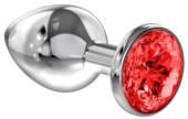 Большая серебристая анальная пробка Diamond Red Sparkle Large с красным кристаллом - 8 см. - 0