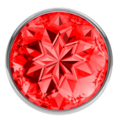 Большая серебристая анальная пробка Diamond Red Sparkle Large с красным кристаллом - 8 см. - 2