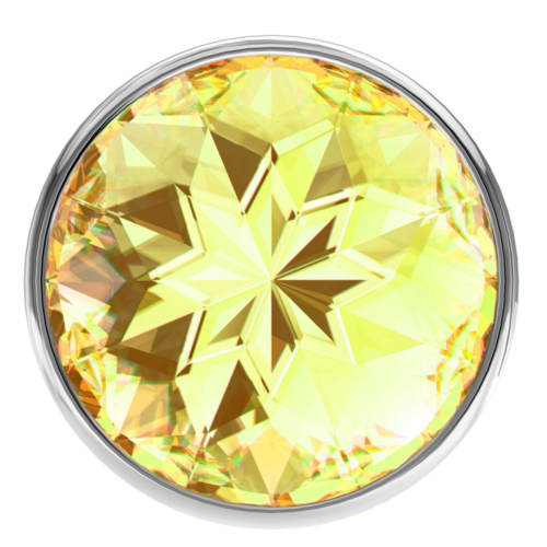 Малая серебристая анальная пробка Diamond Yellow Sparkle Small с жёлтым кристаллом - 7 см. - 2