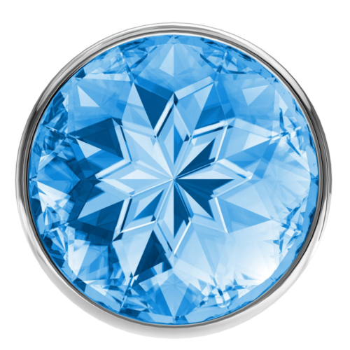 Малая серебристая анальная пробка Diamond Light blue Sparkle Small с голубым кристаллом - 7 см. - 2