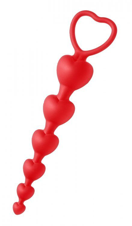 Красные анальные бусы Sweet Heart Silicone Anal Beads - 18,4 см. - 0