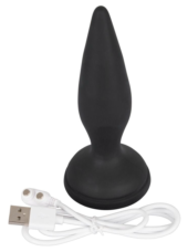 Чёрная вибропробка Vibro-Butt Plug with a Suction Cup - 13,6 см. - 0