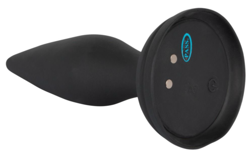Чёрная вибропробка Vibro-Butt Plug with a Suction Cup - 13,6 см. - 1