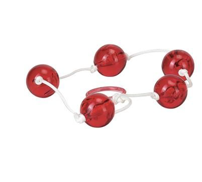 Красная анальная цепочка с пятью звеньями Anal Beads - 1