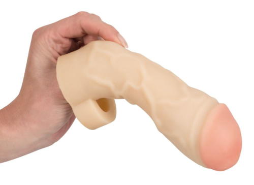 Закрытая удлиняющая насадка на пенис с подхватом мошонки Thicker Bigger Extension - 17 см. - 5