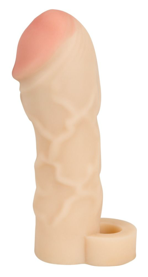 Закрытая удлиняющая насадка на пенис с подхватом мошонки Thicker Bigger Extension - 17 см. - 0