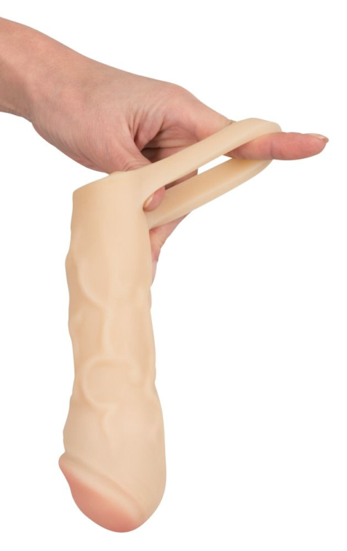 Закрытая удлиняющая насадка на пенис с подхватом мошонки Thicker Bigger Extension - 17 см. - 6