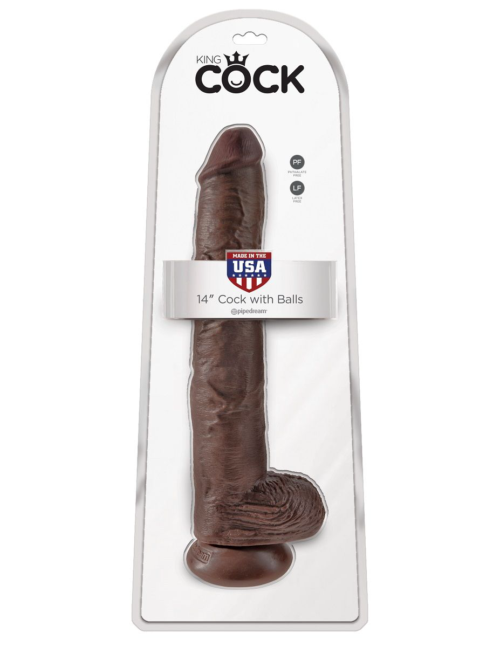 Коричневый фаллоимитатор-гигант 14 Cock with Balls - 37,5 см. - 4