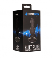 Чёрная анальная пробка с электростимуляцией E-Stimulation Vibrating Buttplug - 14 см. - 2