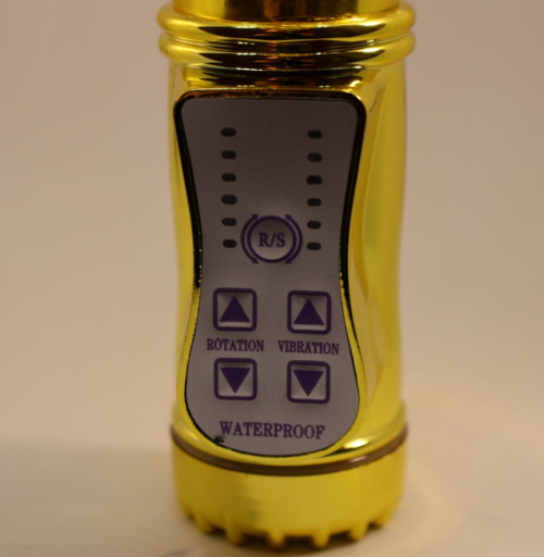Золотистый вибратор с 24 видами вибрации и ротации - 21 см. - 1