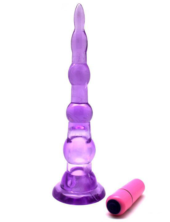 Фиолетовый анальный конус с вибропулькой - 17 см. - 0