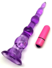 Фиолетовый анальный конус с вибропулькой - 17 см. - 2