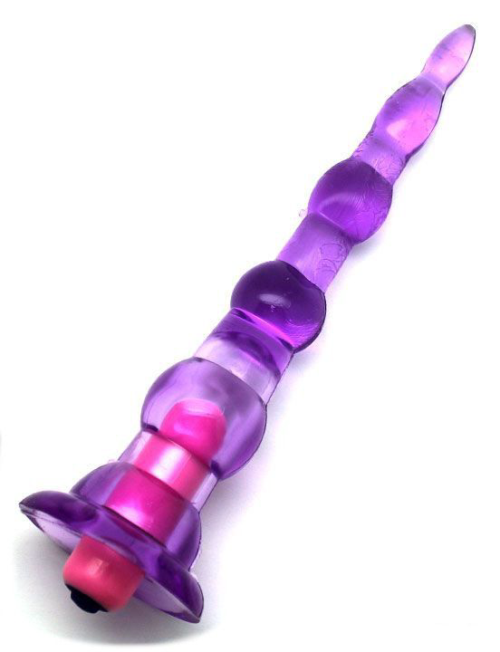 Фиолетовый анальный конус с вибропулькой - 17 см. - 1