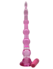 Розовый анальный конус с вибропулькой - 22 см. - 0