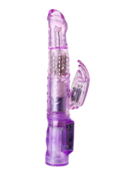 Фиолетовый вибратор High-Tech fantasy с клиторальным лепестком - 21 см. - 3