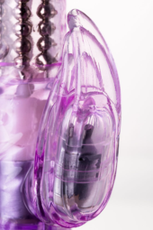 Фиолетовый вибратор High-Tech fantasy с клиторальным лепестком - 21 см. - 11