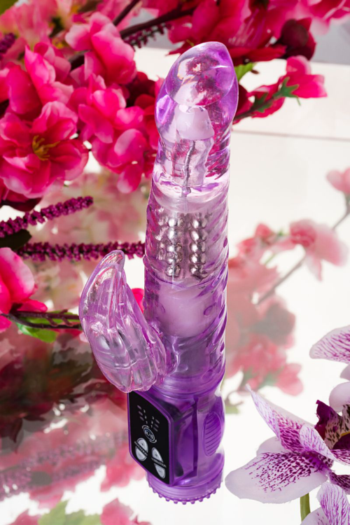 Фиолетовый вибратор High-Tech fantasy с клиторальным лепестком - 21 см. - 16