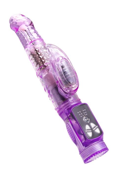 Фиолетовый вибратор High-Tech fantasy с клиторальным лепестком - 21 см. - 5