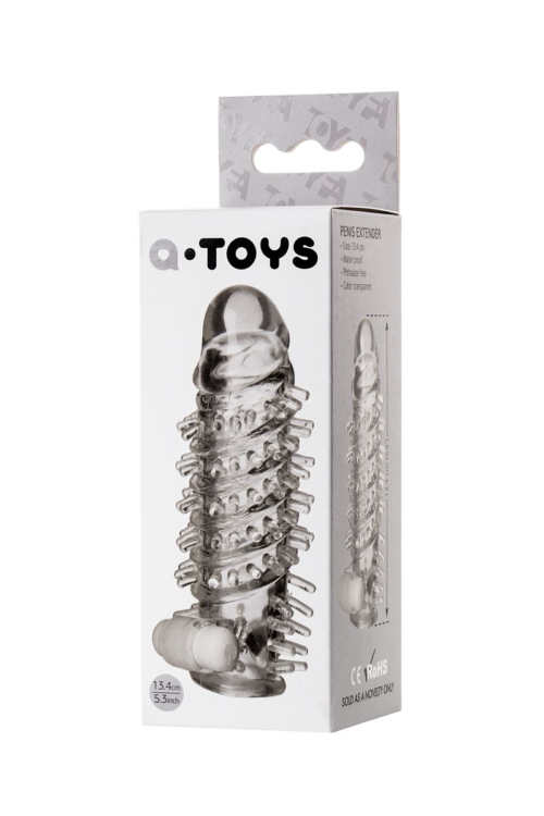 Насадка на пенис TOYFA A-Toys с вибропулей и шипами - 13,4 см. - 2