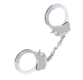Серебристые наручники Romfun из металла со стразами - 0