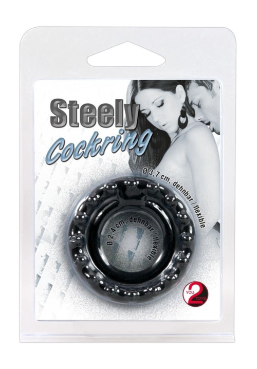 Чёрное кольцо для пениса Steely Cockring - 3