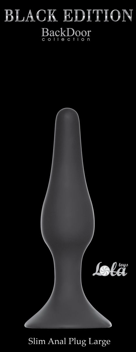 Чёрная анальная пробка Slim Anal Plug Large - 12,5 см. - 1