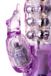 Фиолетовый хай-тек вибратор High-Tech fantasy с бусинами и отростком - 27,2 см. - 10