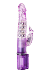 Фиолетовый хай-тек вибратор High-Tech fantasy с бусинами и отростком - 27,2 см. - 3