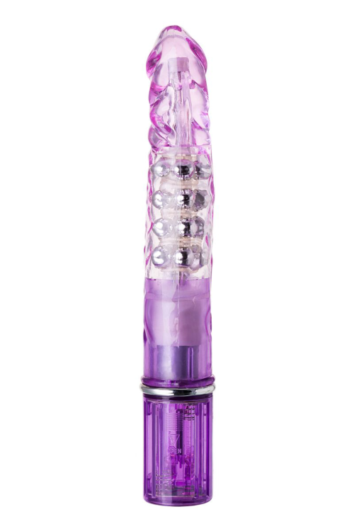 Фиолетовый хай-тек вибратор High-Tech fantasy с бусинами и отростком - 27,2 см. - 4