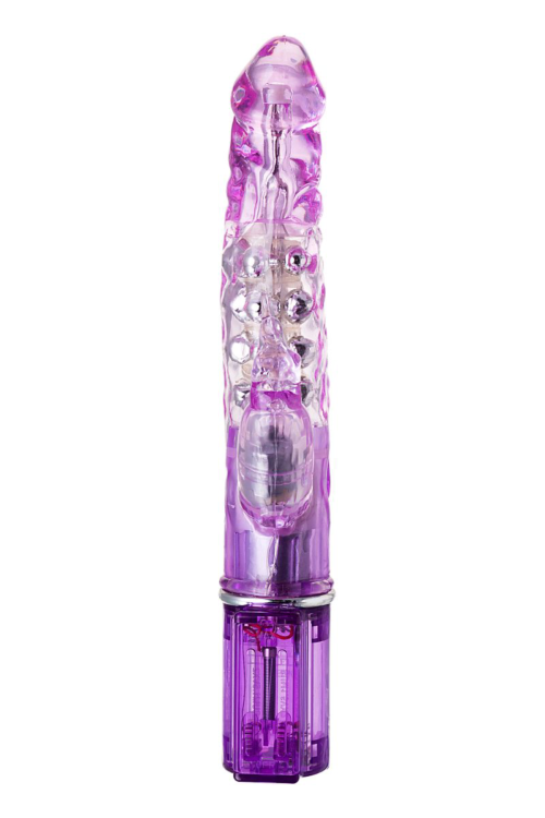 Фиолетовый хай-тек вибратор High-Tech fantasy с бусинами и отростком - 27,2 см. - 2