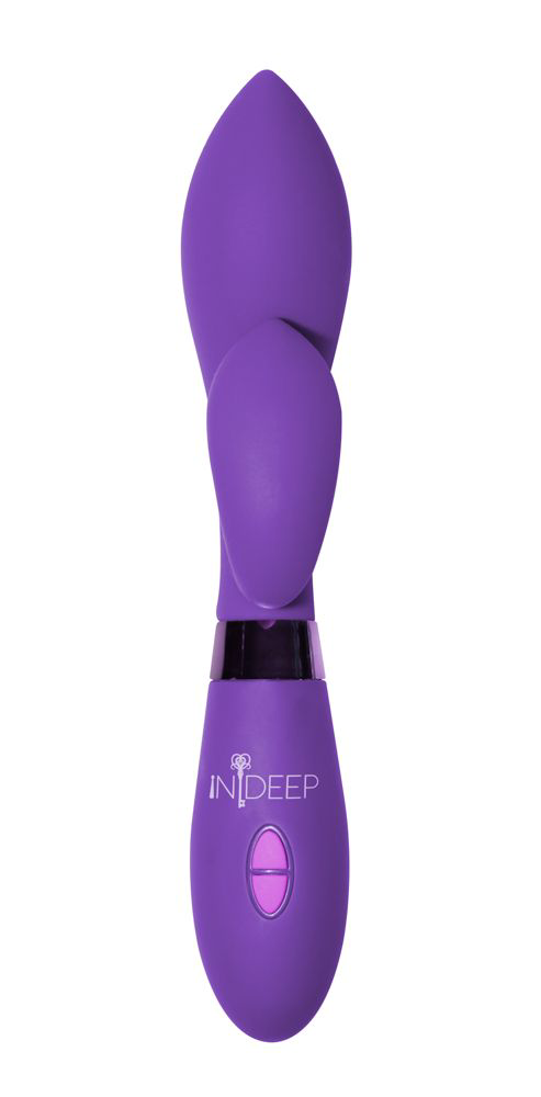 Фиолетовый вибратор Gina с клиторальным отростком - 20 см. - 2