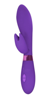 Фиолетовый вибратор Leyla с клиторальным отростком - 20,5 см. - 0