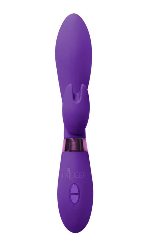 Фиолетовый вибратор Leyla с клиторальным отростком - 20,5 см. - 2