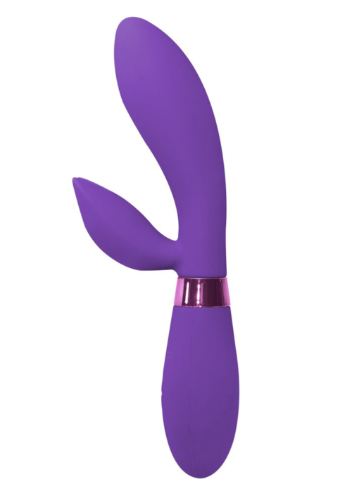 Фиолетовый вибратор Leyla с клиторальным отростком - 20,5 см. - 1