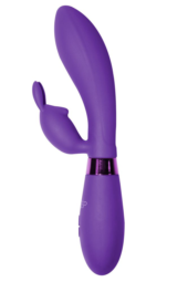 Фиолетовый вибратор Yonce с клиторальным зайчиком - 20,5 см. - 1