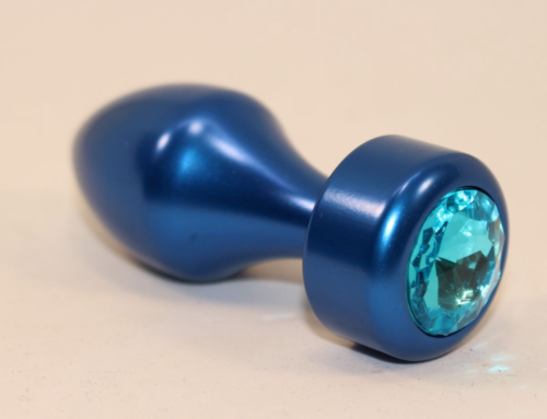 Синяя анальная пробка с голубым кристаллом - 7,8 см. - 0