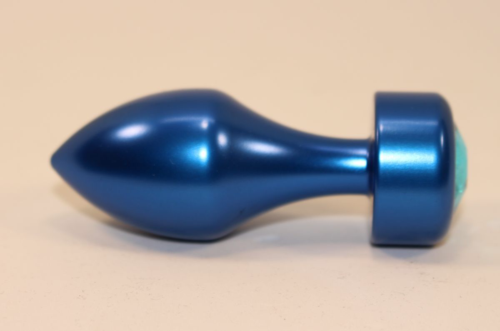 Синяя анальная пробка с голубым кристаллом - 7,8 см. - 1