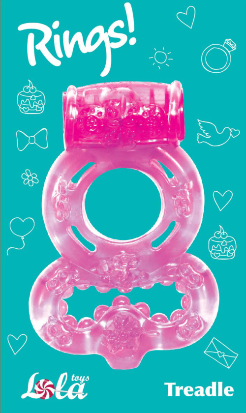 Розовое эрекционное кольцо Rings Treadle с подхватом - 2
